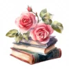 20 High-Quality Rose Books Clipart - Rose books digital watercolor JPG instant download for commercial use - Digital download