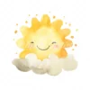 18 High-Quality Cute Sun and Cloud Clipart - Cute sun cloud digital watercolor JPG instant download for commercial use - Digital download