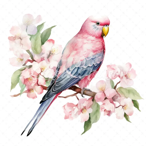 18 High-Quality Pink Bourke Parakeet Clipart - Pink parakeet digital watercolor JPG instant download for commercial use - Digital download