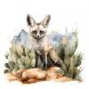 19 High-Quality Bat Eared Fox Clipart - Bat eared fox digital watercolor JPG instant download for commercial use - Digital download
