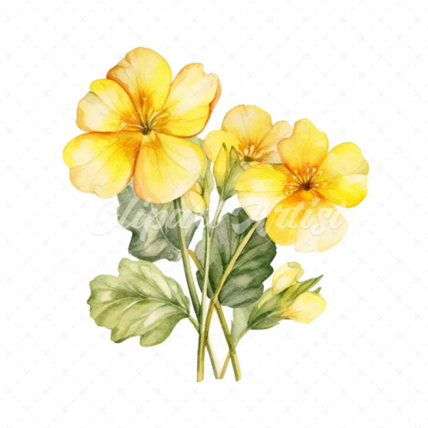 20 High-Quality Primrose Clipart - Primrose flowers watercolor JPG instant download for commercial use - Digital download