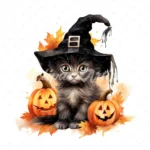 20 High-Quality Halloween Kitten Clipart - Halloween kitten digital watercolor JPG instant download for commercial use - Digital download