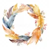 19 High-Quality Feathers Wreath Clipart - Feathers wreath digital watercolor JPG instant download for commercial use - Digital download