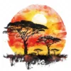 21 High-Quality African Sunset Clipart - African sunset digital watercolor JPG instant download for commercial use - Digital download