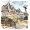 19 High-Quality Old West Clipart - Old west landscape digital watercolor JPG instant download for commercial use - Digital download