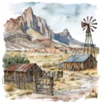 19 High-Quality Old West Clipart - Old west landscape digital watercolor JPG instant download for commercial use - Digital download