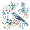 20 High-Quality Blue Bird Floral Clipart - Blue bird floral digital watercolor JPG instant download for commercial use - Digital download