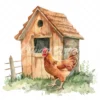 20 High-Quality Chicken Coop Clipart - Chicken coop digital watercolor JPG instant download for commercial use - Digital download