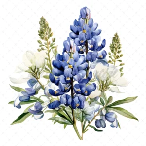 17 High-Quality Floral Bluebonnet Clipart - Bluebonnet digital watercolor JPG instant download for commercial use - Digital download