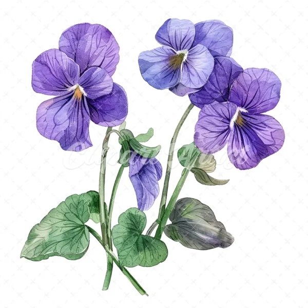 20 High-Quality Violets Clipart - Violets clipart digital watercolor JPG instant download for commercial use - Digital download