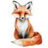 20 High-Quality Cute Foxes Clipart - Cute fox sitting digital watercolor JPG instant download for commercial use - Digital download