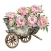 20 High-Quality Peonies Wheelbarrow Clipart - Wheelbarrow digital watercolor JPG instant download for commercial use - Digital download