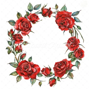 20 High-Quality Roses Wreath Clipart - Roses wreath digital watercolor JPG instant download for commercial use - Digital download