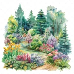 20 High-Quality Landscape Garden Clipart - Landscape garden digital watercolor JPG instant download for commercial use - Digital download