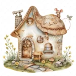 20 High-Quality Mouse House Clipart - Mouse house digital watercolor JPG instant download for commercial use - Digital download