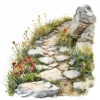 20 High-Quality Rocky Path Clipart - Rocky path digital watercolor JPG instant download for commercial use - Digital download