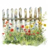 20 High-Quality Fence Wildflowers Clipart - Fence wildflowers digital watercolor JPG instant download for commercial use - Digital download