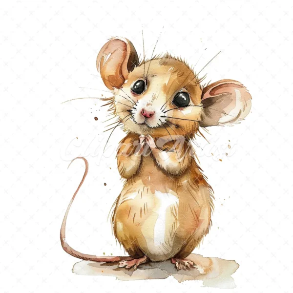 20 High-Quality Cute Mouse Clipart - Cute mouse digital watercolor JPG instant download for commercial use - Digital download