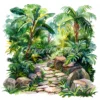 20 High-Quality Jungle Rocky Path Clipart - Jungle rocky path digital watercolor JPG instant download for commercial use - Digital download