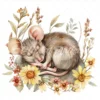 20 High-Quality Mice Sleep In Flower Clipart - Mice sleep digital watercolor JPG instant download for commercial use - Digital download