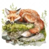 22 High-Quality Cute Fox Sleep Clipart - Cute fox sleep digital watercolor JPG instant download for commercial use - Digital download