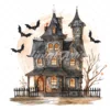 20 High-Quality Haunted House Clipart - Haunted house digital watercolor JPG instant download for commercial use - Digital download