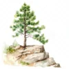 20 High-Quality Pine Trees on Cliff Clipart - Pine trees on cliff watercolor JPG instant download for commercial use - Digital download