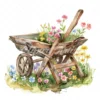20 High-Quality Rustic Wheelbarrow Clipart - Wheelbarrow digital watercolor JPG instant download for commercial use - Digital download