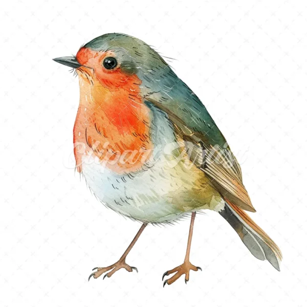 20 High-Quality Quirky Robin Clipart - Quirky robin bird digital watercolor JPG instant download for commercial use - Digital download