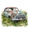 20 High-Quality Abandoned Cars Clipart - Abandoned cars digital watercolor JPG instant download for commercial use - Digital download