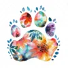 20 High-Quality Floral Paw Prints Clipart - Floral paw prints digital watercolor JPG instant download for commercial use - Digital download