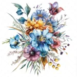 20 High-Quality Fantasy Flowers Clipart - Bouquet flowers digital watercolor JPG instant download for commercial use - Digital download