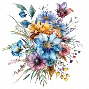 20 High-Quality Fantasy Flowers Clipart - Bouquet flowers digital watercolor JPG instant download for commercial use - Digital download