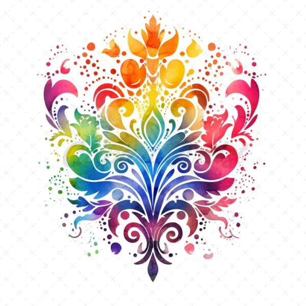 20 High-Quality Rainbow Mehndi Clipart - Rainbow mehndi digital watercolor JPG instant download for commercial use - Digital download