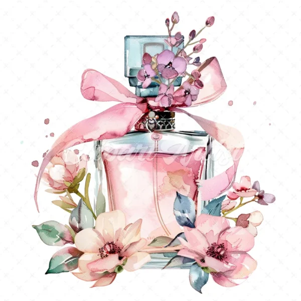 18 High-Quality Floral Perfume Clipart JPG - Pink perfume bottle digital clipart JPG instant download for commercial use - Digital Download