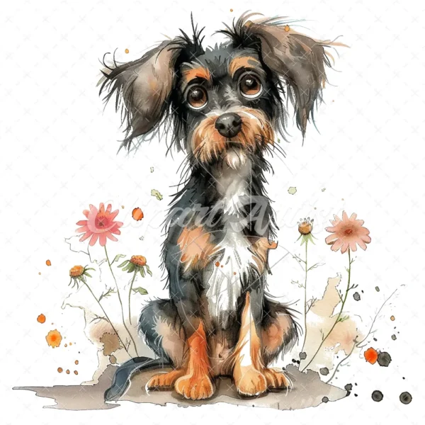 20 High-Quality Crazy Dog Clipart - Quirky crazy cute dog digital watercolor JPG instant download for commercial use - Digital download