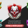 Psycho Clowns PNG Clipart Collection - 31 PNG, Spooky clown illustrations, Haunted circus graphics, Commercial use, Digital download