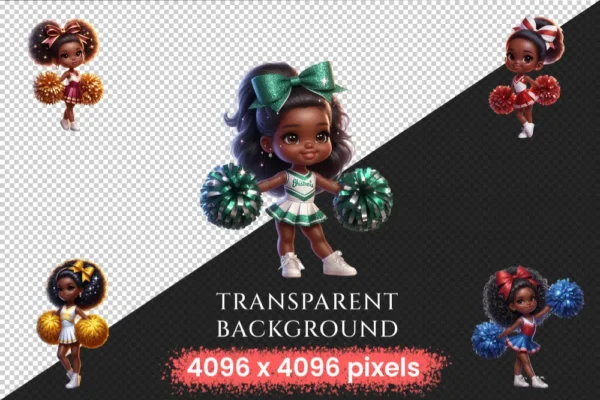 Cheerleader Girls PNG Clipart Collection - 24 PNG, Pep rally png designs, Cheer squad illustrations, Commercial use, Digital download