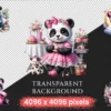 Girl Pandas PNG Clipart Collection - 50 PNG, Charming panda illustrations, Sweet panda printable art, Commercial use, Digital download