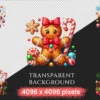 Gingerbread Man PNG Clipart Collection - 40 PNG, Holiday cookie illustrations, Festive printable art, Commercial use, Digital download