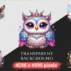 Owls (P-2) PNG Clipart Collection - 40 PNG, Charming owl illustrations, Forest creature printables, Commercial use, Digital download