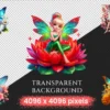 Floral Fairies PNG Clipart Collection - 30 PNG, Magical fairy graphics, Floral themed printables, Commercial use, Digital download
