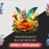Floral Fairies (P-2) PNG Clipart Collection - 30 PNG, Magical fairy graphics, Floral themed printables, Commercial use, Digital download