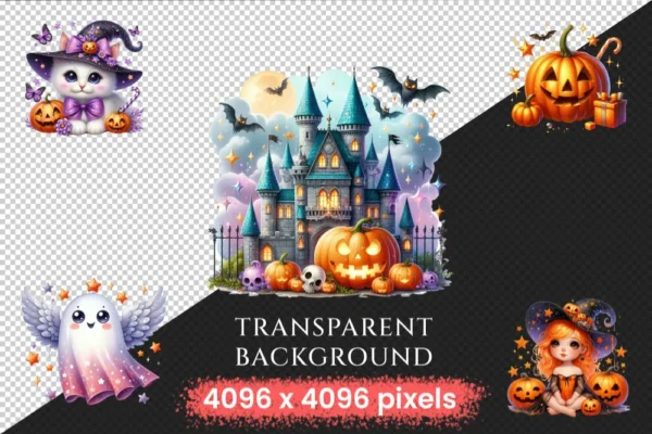 Halloween (P-2) PNG Clipart Collection - 38 PNG, Adorable halloween fun art, Trick or treat graphics, Commercial use, Digital download