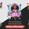 Little Fairies PNG Clipart Collection - 28 PNG, Black fairy graphics, African heritage magic art, Commercial use, Digital download