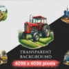 Farm Tractors PNG Clipart Collection - 37 PNG, Farm tractor illustrations, Rural agriculture art, Commercial use, Digital download