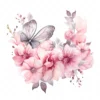 20 High-Quality Pink Floral Butterfly Clipart - Pink butterfly digital watercolor JPG instant download for commercial use - Digital download