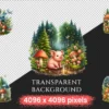 Woodland PNG Clipart Collection - 29 PNG, Woodland creatures illustration, Whimsical forest art, Commercial use, Digital download