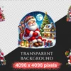 Santa Claus (P-2) PNG Clipart Collection - 35 PNG, Christmas santa illustrations, Festive printables, Commercial use, Digital download
