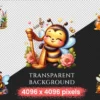 Bee PNG Clipart Collection - 72 PNG, Busy honeybee illustrations, Cute bee printables, Commercial use, Digital download